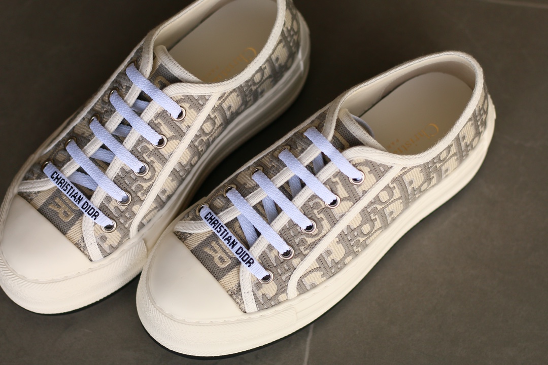 Dior Walk'n'Dior Platform Oblique Embroidered Low-Top Sneakers Women Gray - Image 5