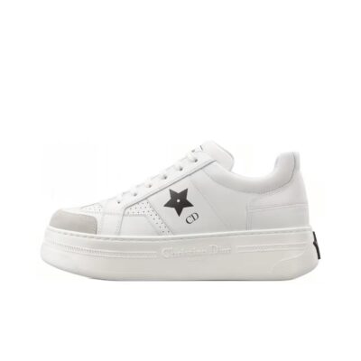 Dior Star Calfskin Logo Lace-Up Platform Low-Top Sneakers Women White