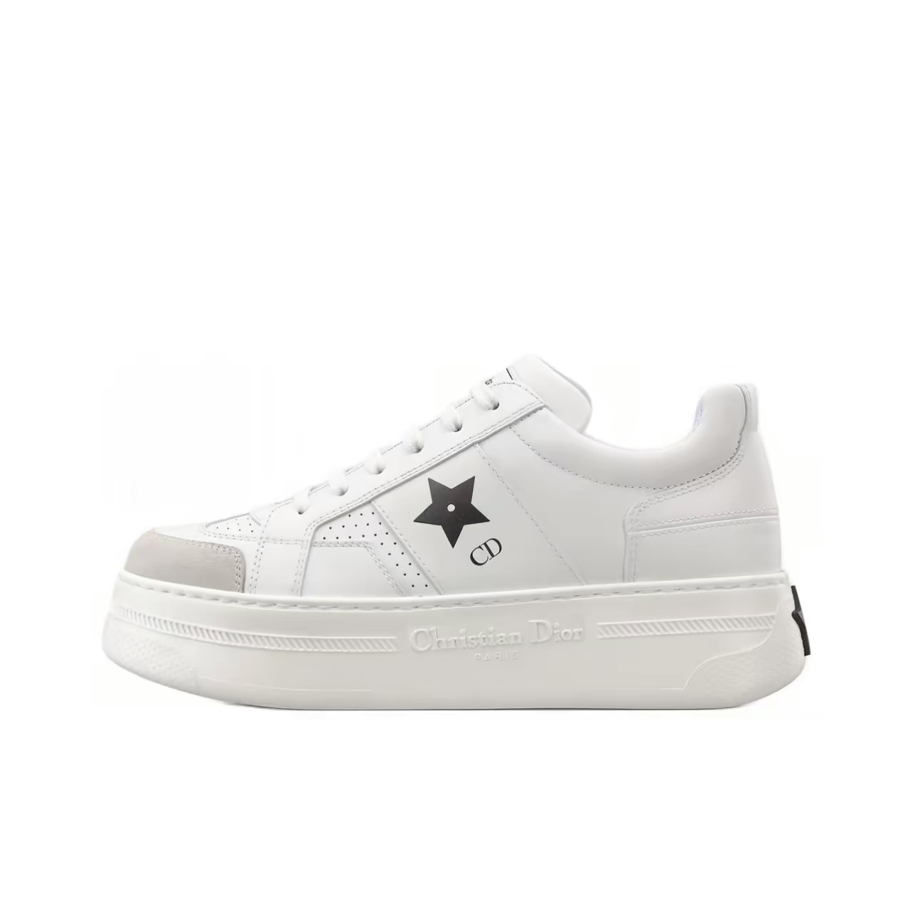 Dior Star Calfskin Logo Lace-Up Platform Low-Top Sneakers Women White