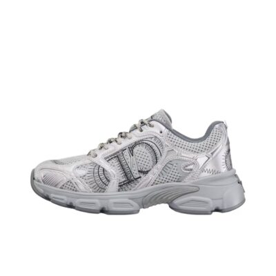 Dior Chrono Round Toe Lace-Up Low-Top Sneakers Women Gray