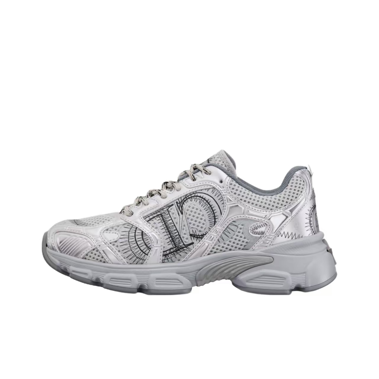 Dior Chrono Round Toe Lace-Up Low-Top Sneakers Women Gray
