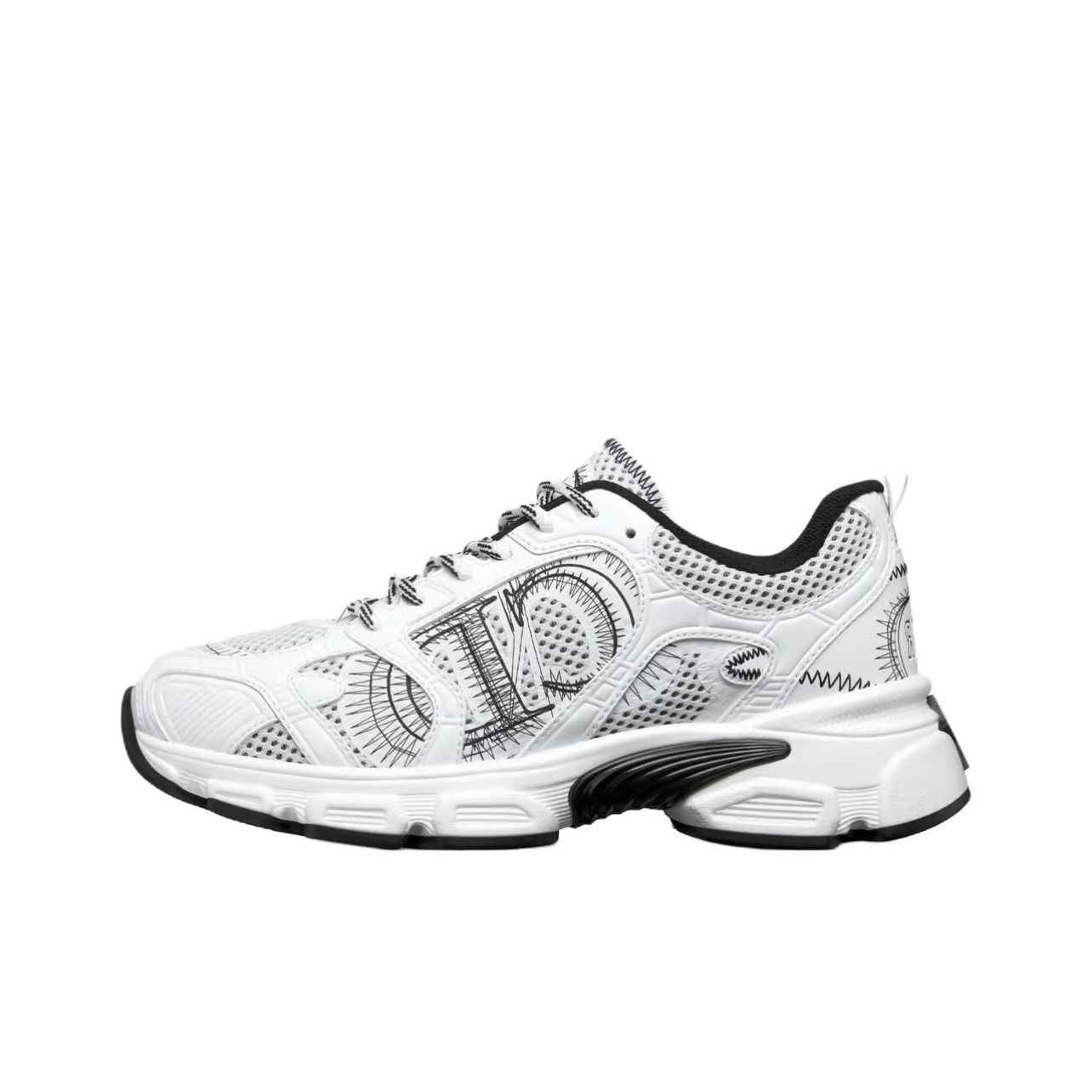 Dior Chrono Round Toe Lace-Up Running Sneakers Women White
