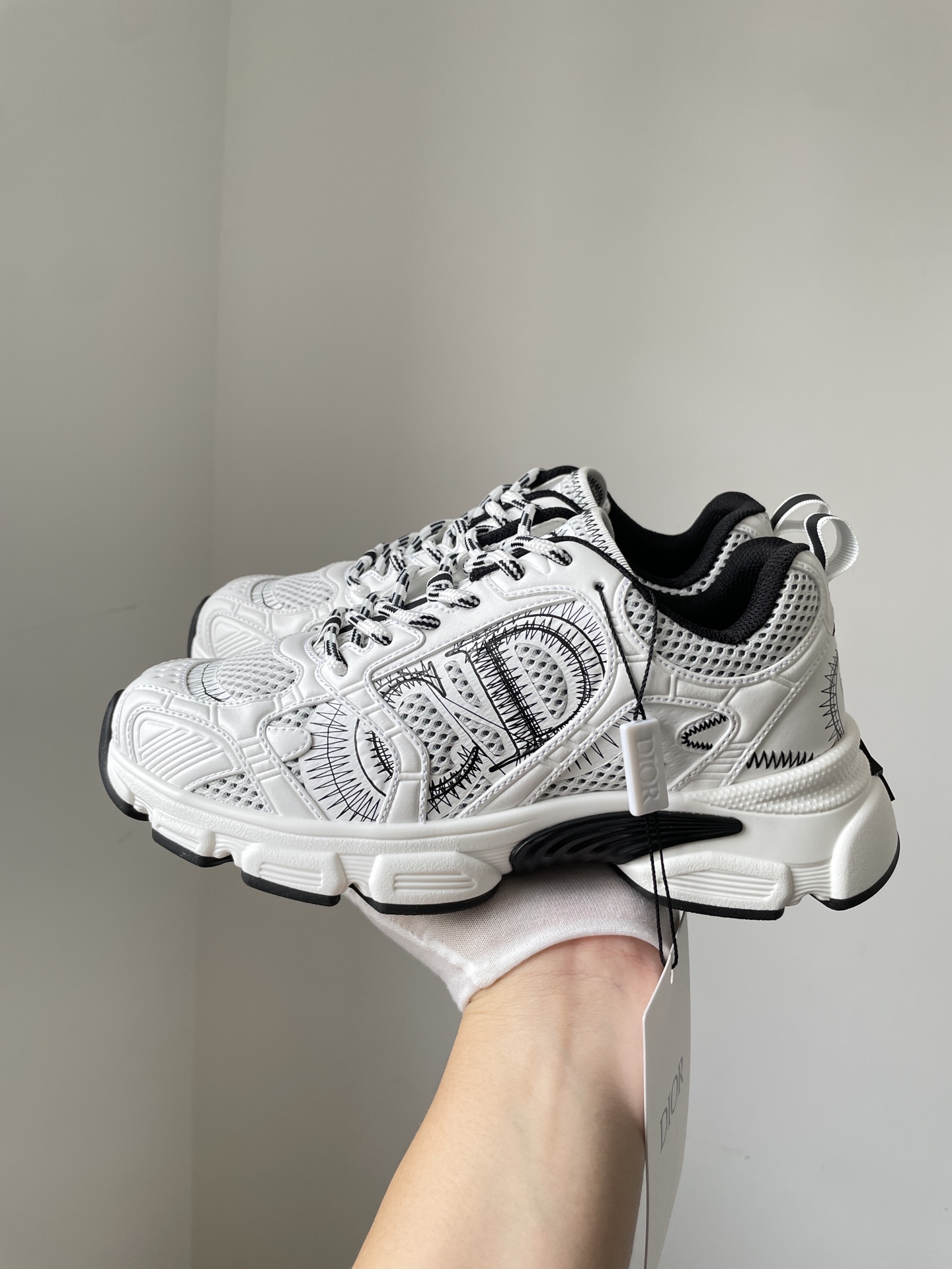 Dior Chrono Round Toe Lace-Up Running Sneakers Women White - Image 7