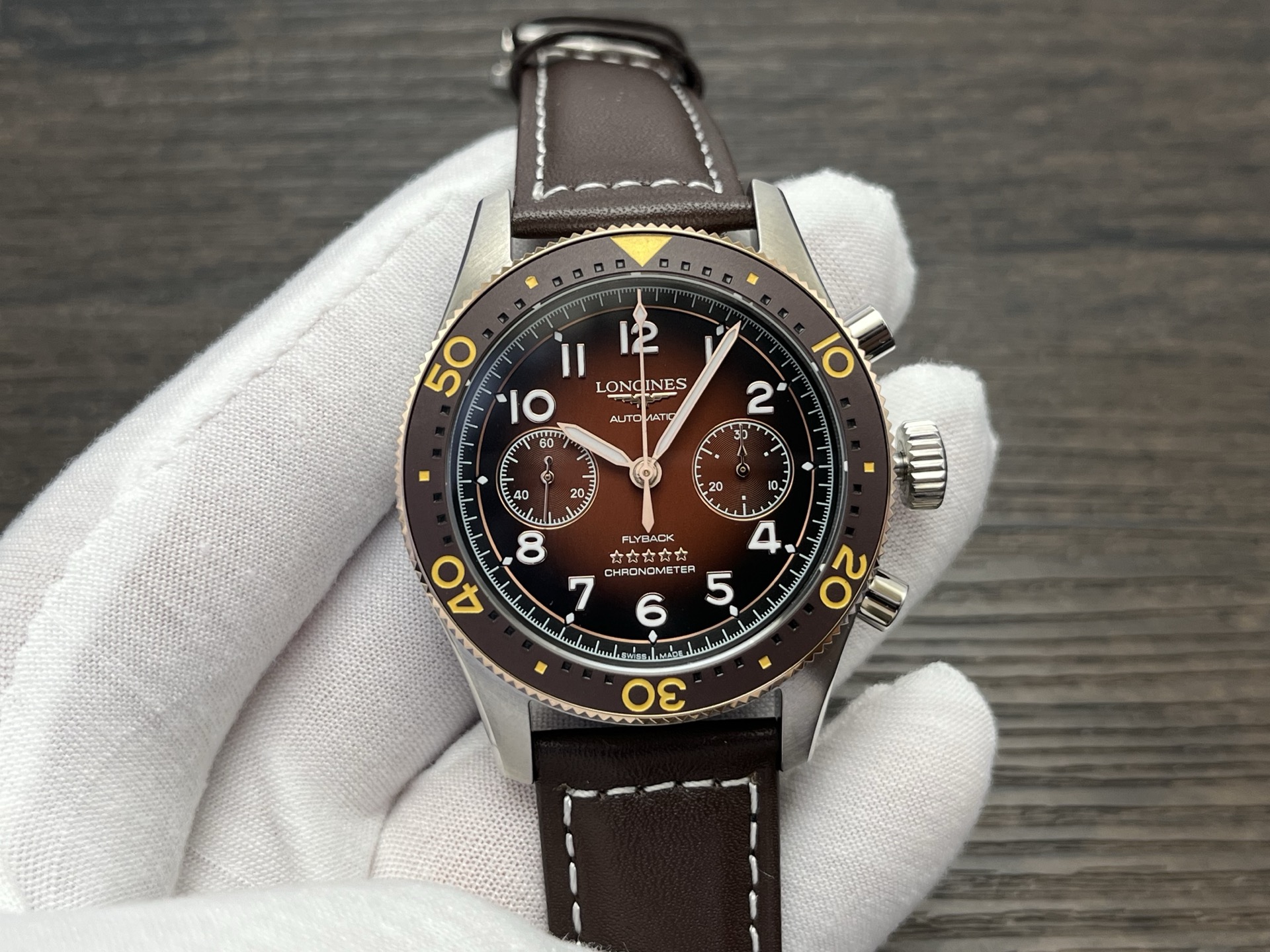 Longines Spirit Flyback Chronograph 42mm Brown Dial - Image 3