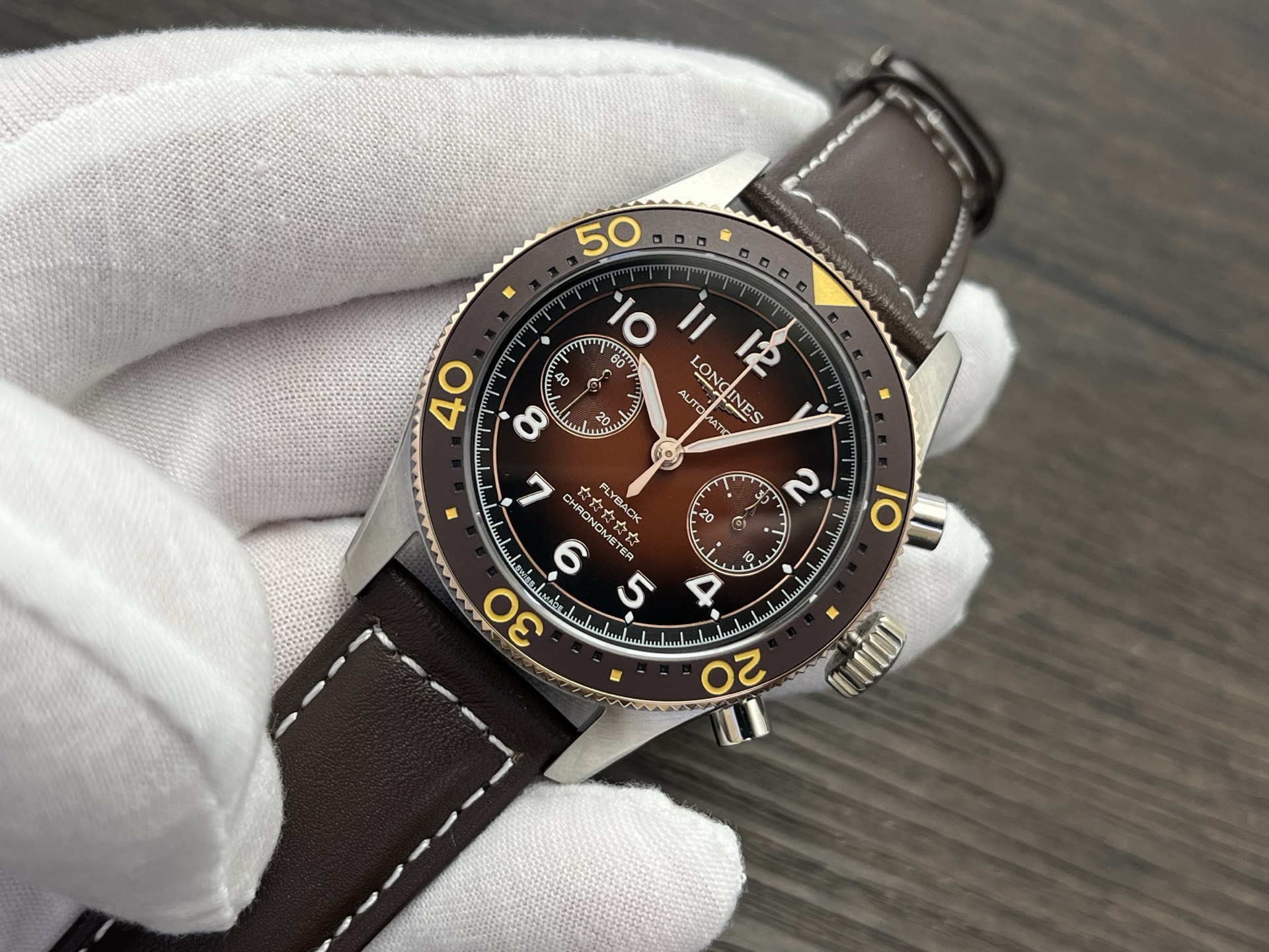 Longines Spirit Flyback Chronograph 42mm Brown Dial - Image 4