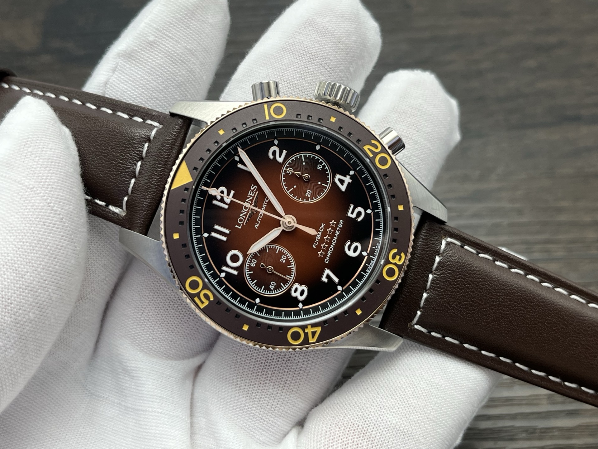 Longines Spirit Flyback Chronograph 42mm Brown Dial - Image 5