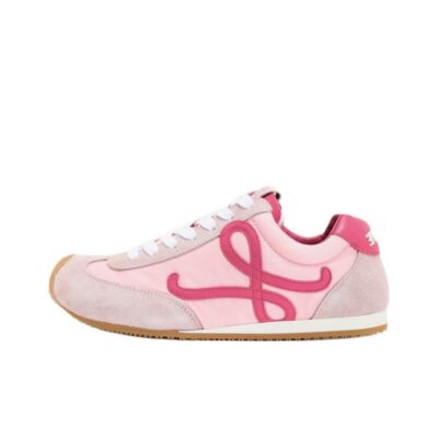 Loewe Ballet Runner 2.0 Calfskin Anagram L Logo Round Toe Lace-Up Low-Top Sneakers Women Pink