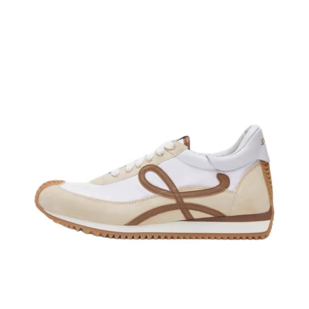 Loewe Flow Runner 2.0 Nylon Suede Round Toe Lace-Up Low-Top Trainers Unisex Beige Brown
