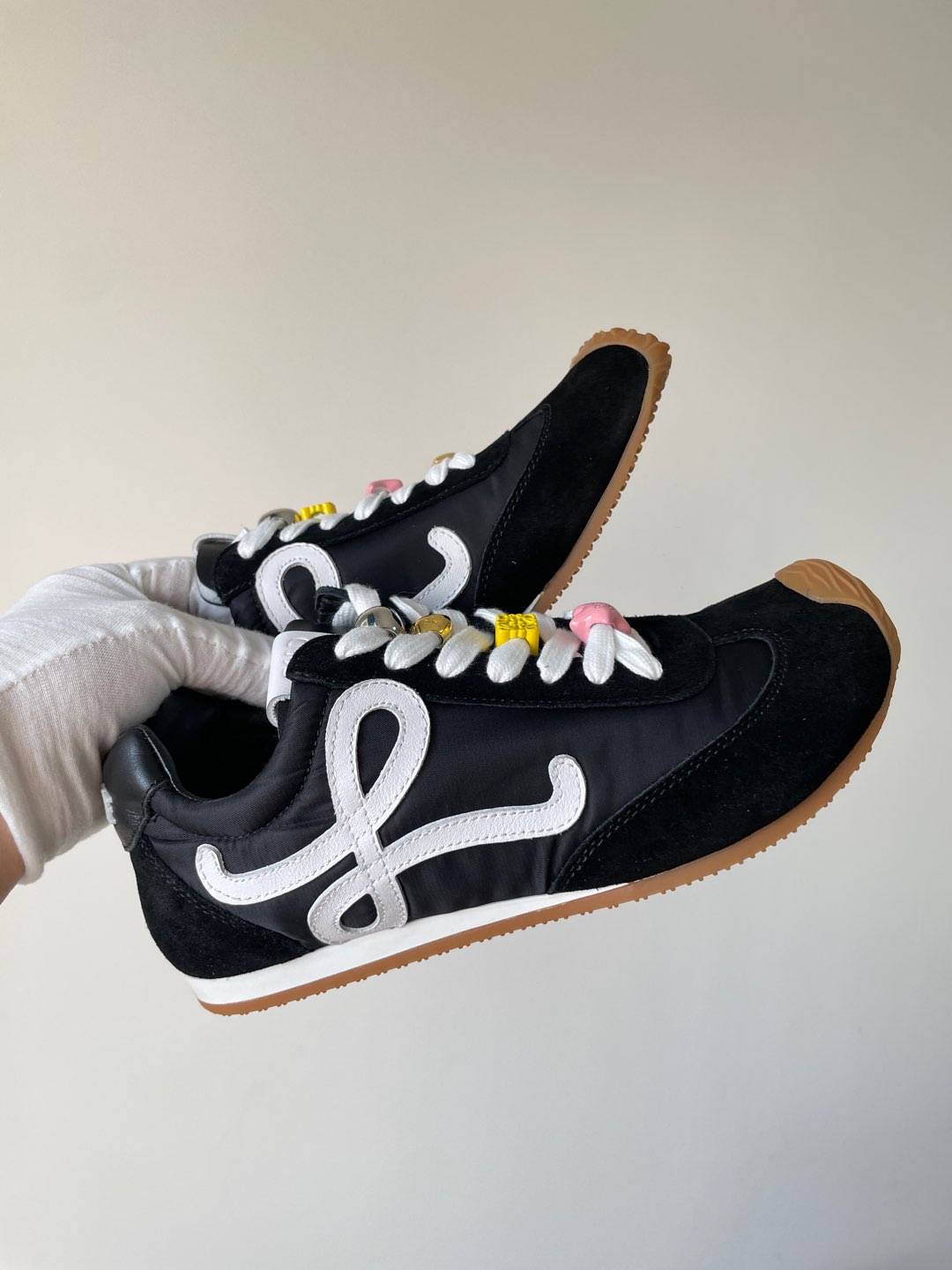 Loewe Ballet Runner 2.0 Nylon Calfskin Round Toe Lace-Up Low-Top Trainers Unisex Black - Image 2