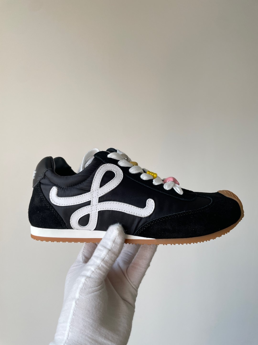 Loewe Ballet Runner 2.0 Nylon Calfskin Round Toe Lace-Up Low-Top Trainers Unisex Black - Image 7