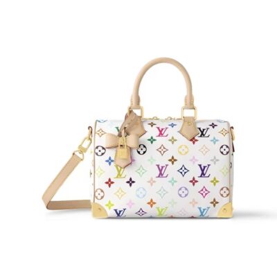 Louis Vuitton x Takashi Murakami Speedy Bandoulière 25 Multicolor Monogram Bag – White