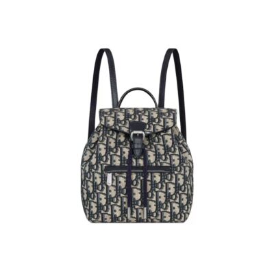 Dior Kids Oblique Beige and Blue Canvas Backpack