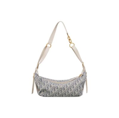 Dior D-Journey Small Blue Calfskin and Canvas Handbag