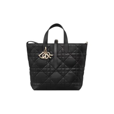 Dior Toujours Medium Black Cannage Calfskin Vertical Tote Bag