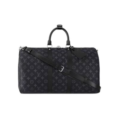 Louis Vuitton Keepall 45 Monogram Eclipse Canvas Travel Bag – Black/Grey