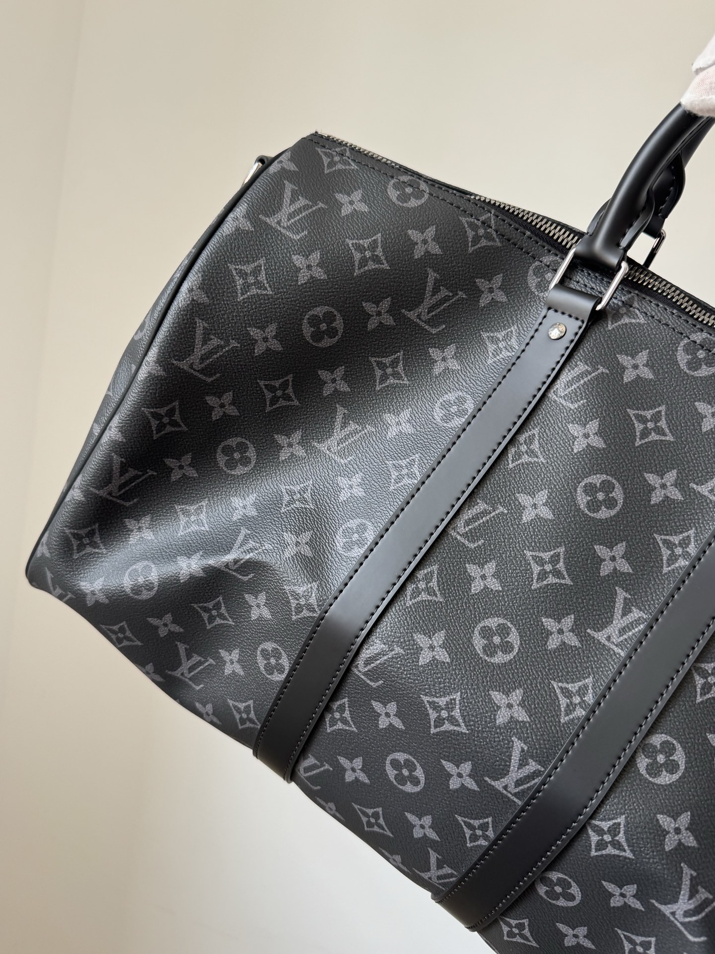 Louis Vuitton Keepall 45 Monogram Eclipse Canvas Travel Bag – Black/Grey - Image 3