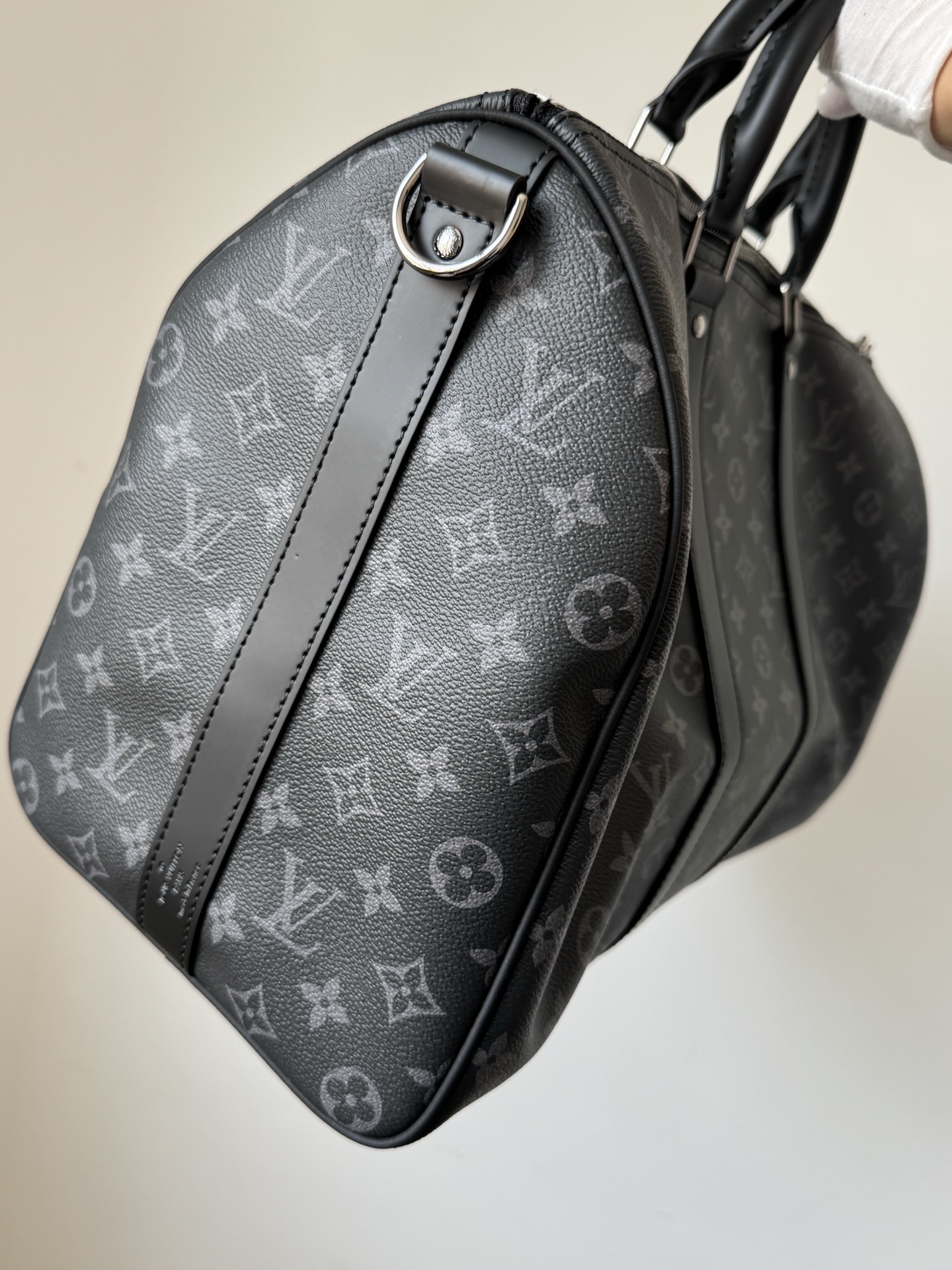 Louis Vuitton Keepall 45 Monogram Eclipse Canvas Travel Bag – Black/Grey - Image 7