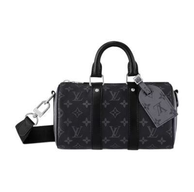 Louis Vuitton Keepall 25 Monogram Eclipse Reverse Canvas Bag – Black/Grey