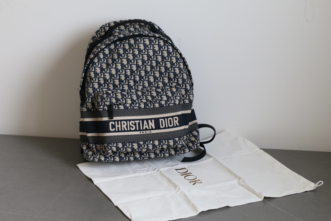Dior Travel Oblique Blue Technical Fabric Backpack - Image 2