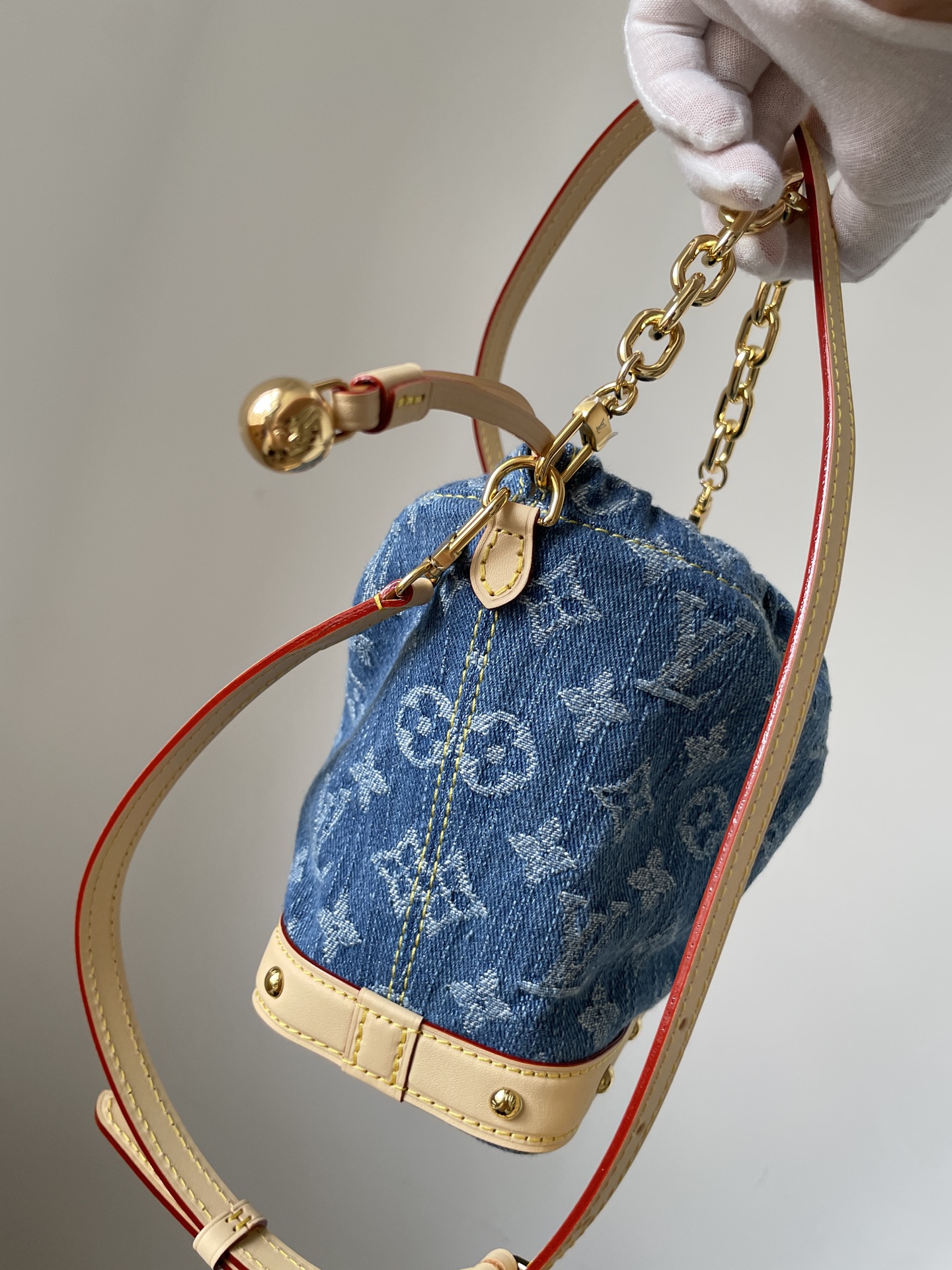 LOUIS VUITTON Nano Noé Denim Blue Canvas Bag - Image 3