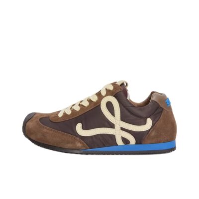 Loewe Ballet Runner 2.0 Nylon Calfskin Round Toe Lace-Up Low-Top Trainers Unisex Brown
