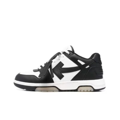 Off-White Out Of Office Calfskin Lace-Up Comfortable Low-Top Sneakers Unisex Black White