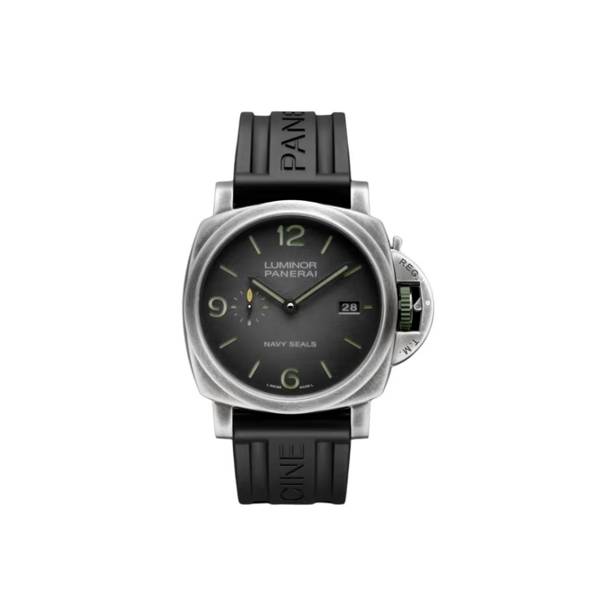 Panerai Submersible Automatic 44mm Grey Dial eSteel Brunito Case Rubber Strap Men’s Watch