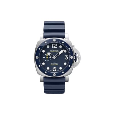 Panerai Submersible Automatic 44mm Blue Dial Stainless Steel Case Rubber Strap Men’s Watch
