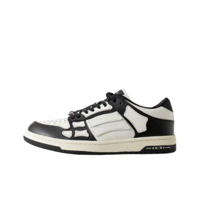 AMIRI Skel-Top Low Leather Lace-Up Fashion Sneakers Unisex Black White