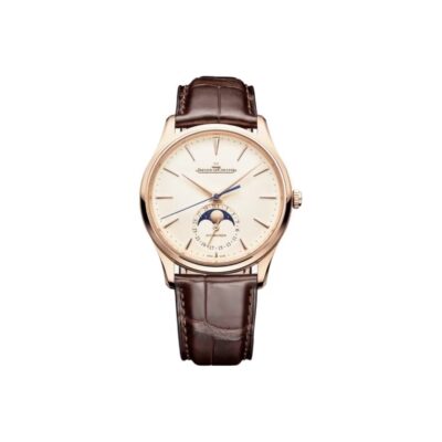 Jaeger-LeCoultre Master Automatic 39mm White Dial 18K Rose Gold Case Leather Strap Men’s Watch