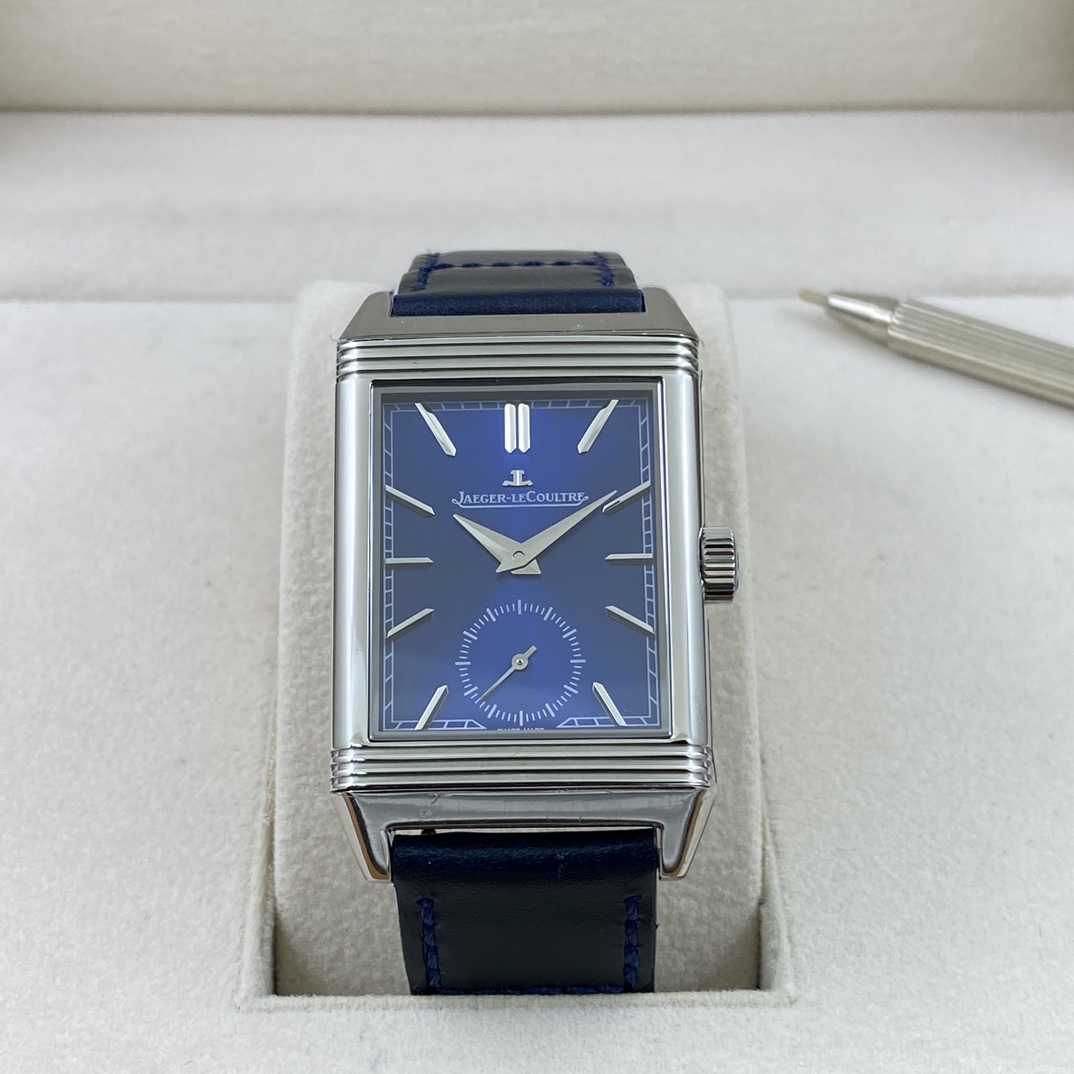 Jaeger-LeCoultre Reverso Manual-Winding Blue Dial Stainless Steel Case Leather Strap Men’s Watch 45.6×24.7mm - Image 2