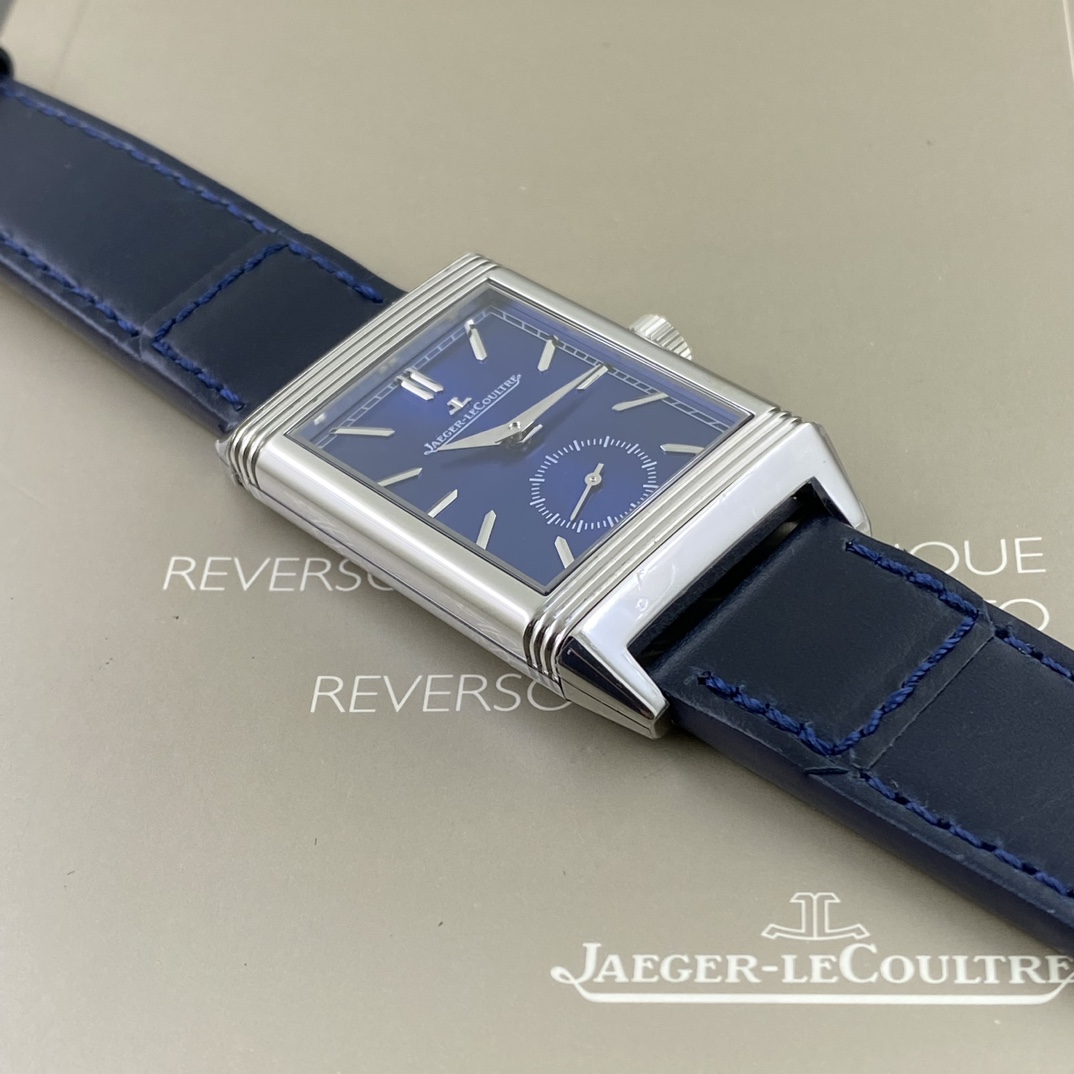 Jaeger-LeCoultre Reverso Manual-Winding Blue Dial Stainless Steel Case Leather Strap Men’s Watch 45.6×24.7mm - Image 5