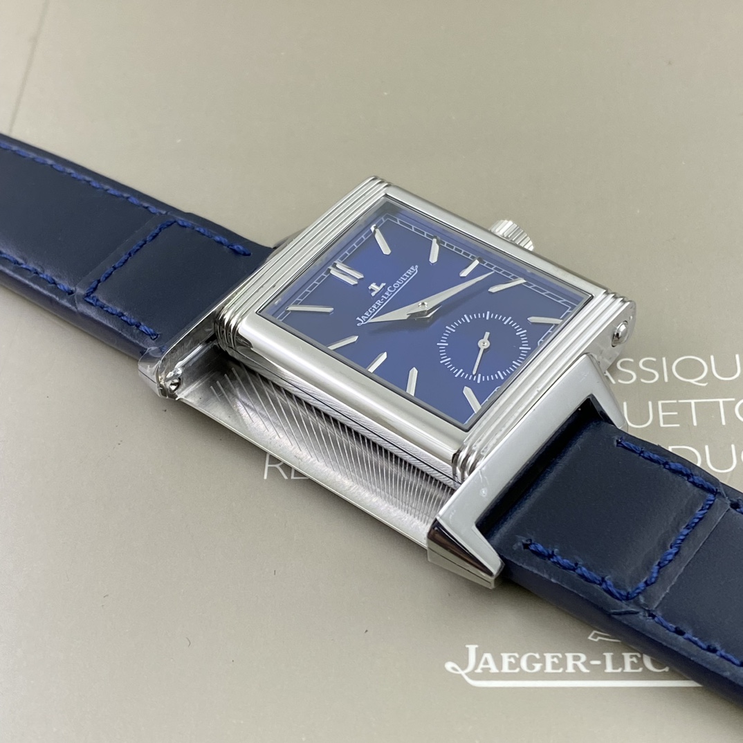 Jaeger-LeCoultre Reverso Manual-Winding Blue Dial Stainless Steel Case Leather Strap Men’s Watch 45.6×24.7mm - Image 6
