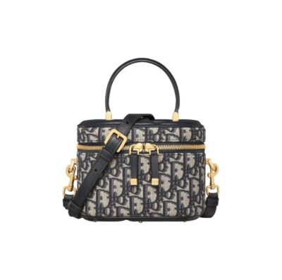 Dior CD Signature Vanity Small Blue Oblique Canvas Bag