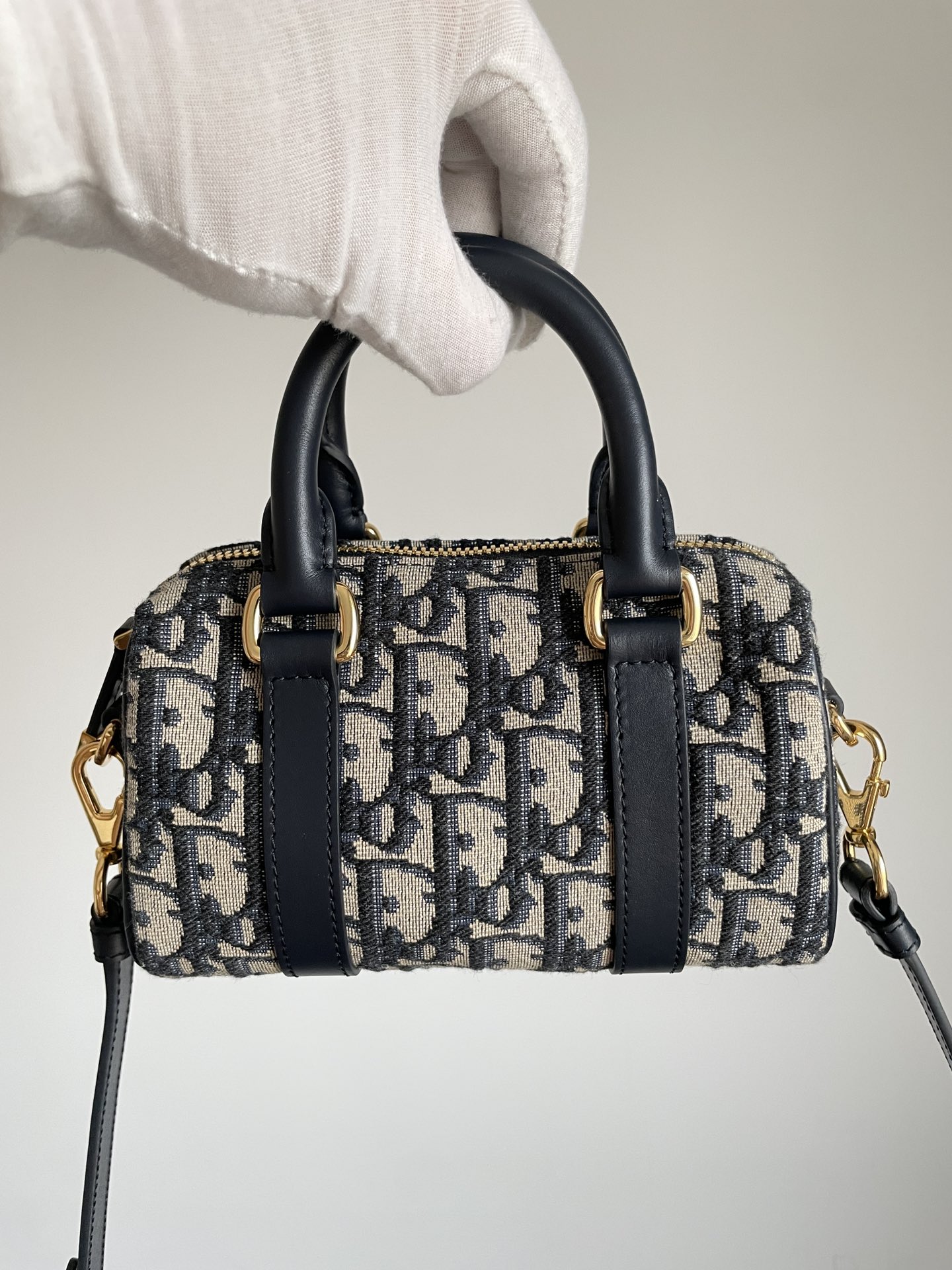 Dior Groove 16 Nano Blue and Black Oblique Boston Bag - Image 2