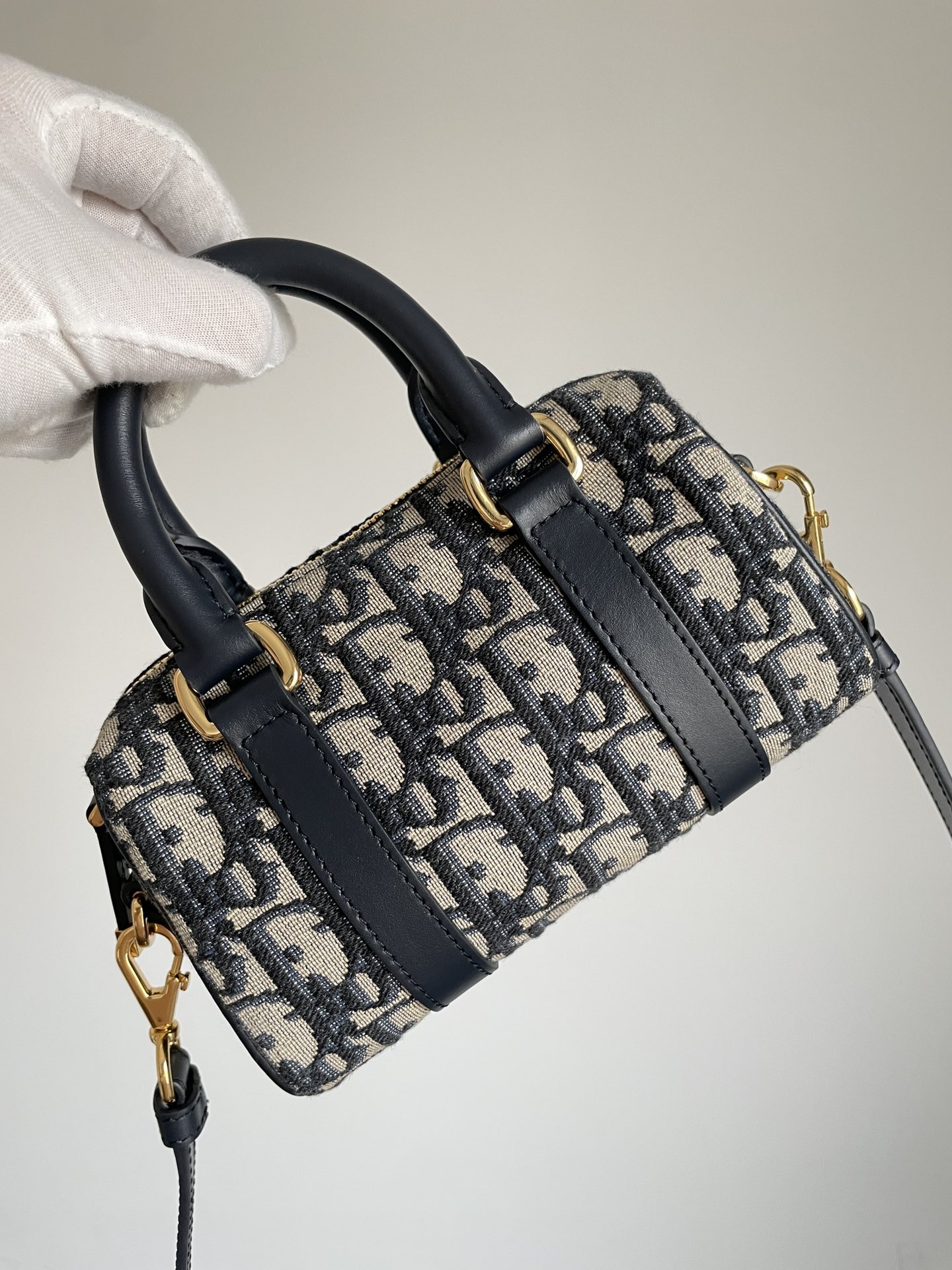 Dior Groove 16 Nano Blue and Black Oblique Boston Bag - Image 4