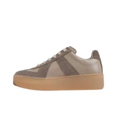 Maison Margiela Replica Leather Platform Lace-Up Trainers Women Brown
