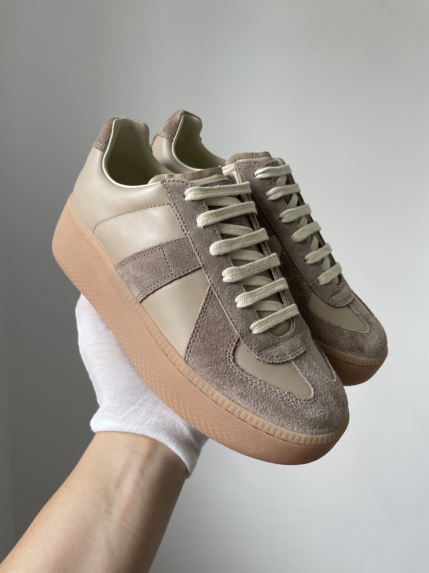 Maison Margiela Replica Leather Platform Lace-Up Trainers Women Brown - Image 3