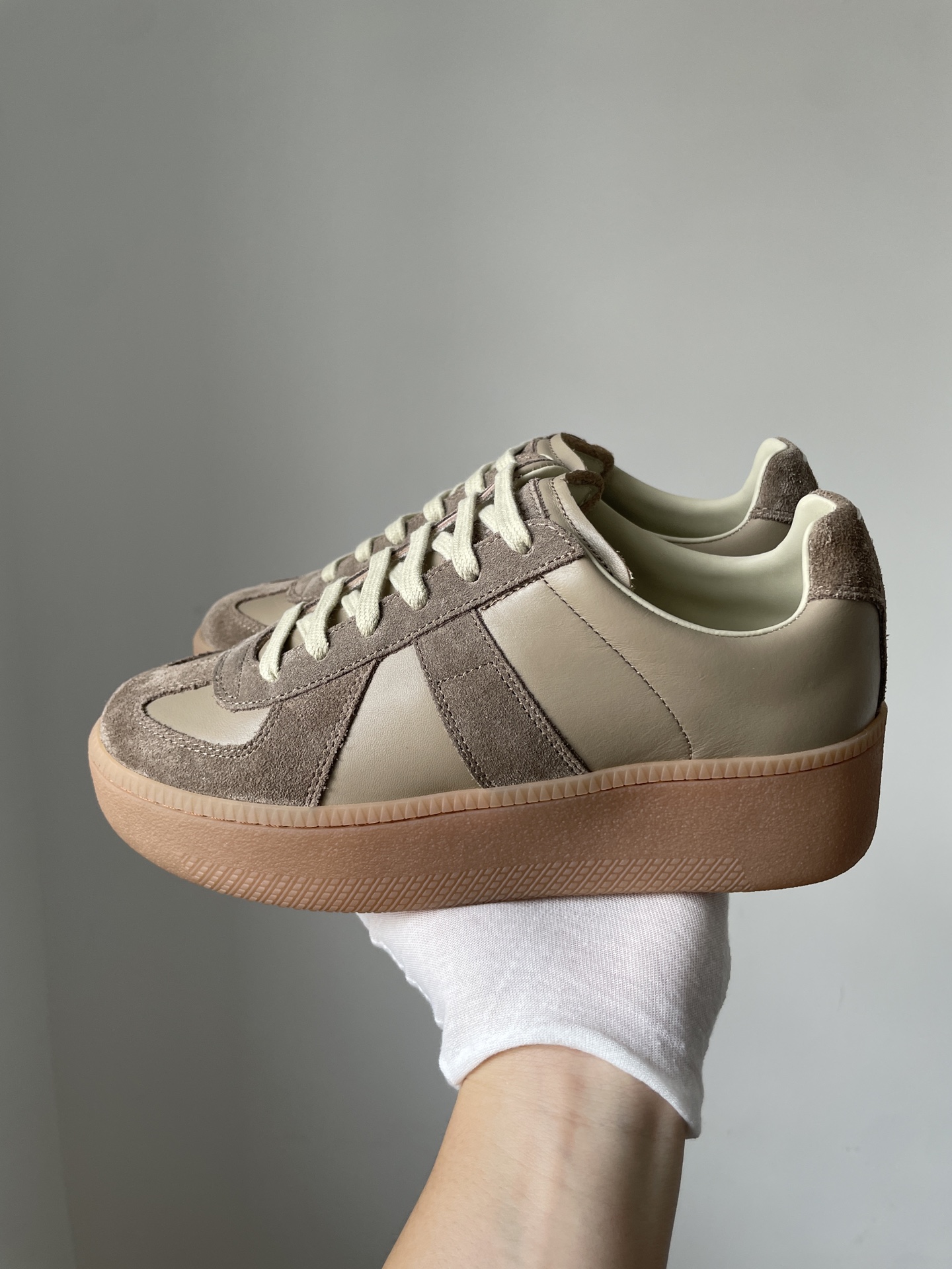Maison Margiela Replica Leather Platform Lace-Up Trainers Women Brown - Image 6