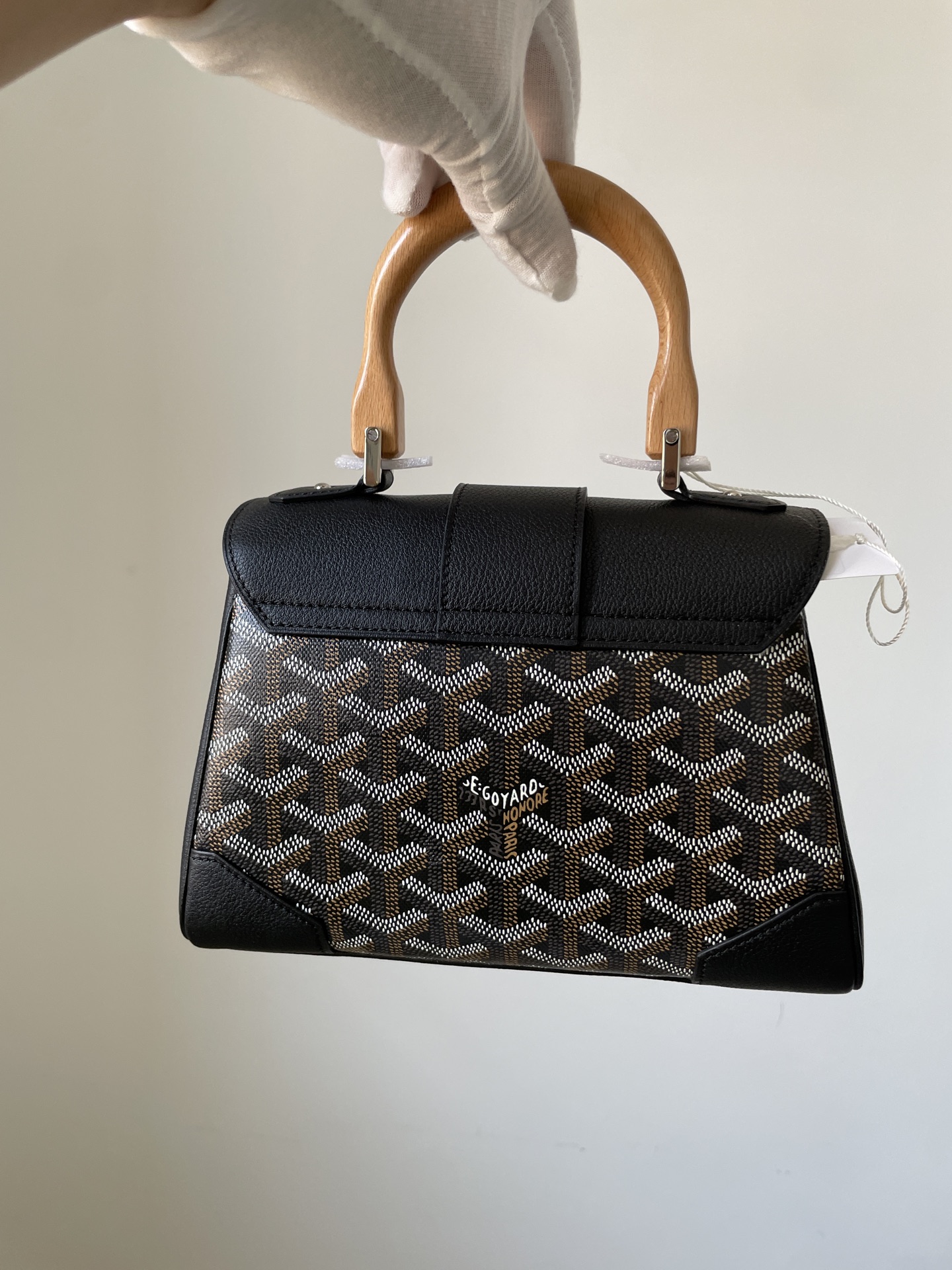 Goyard Saigon Mini Top Handle Bag with Y Pattern Canvas, Beech Wood, and Calfskin Leather – Women - Image 6