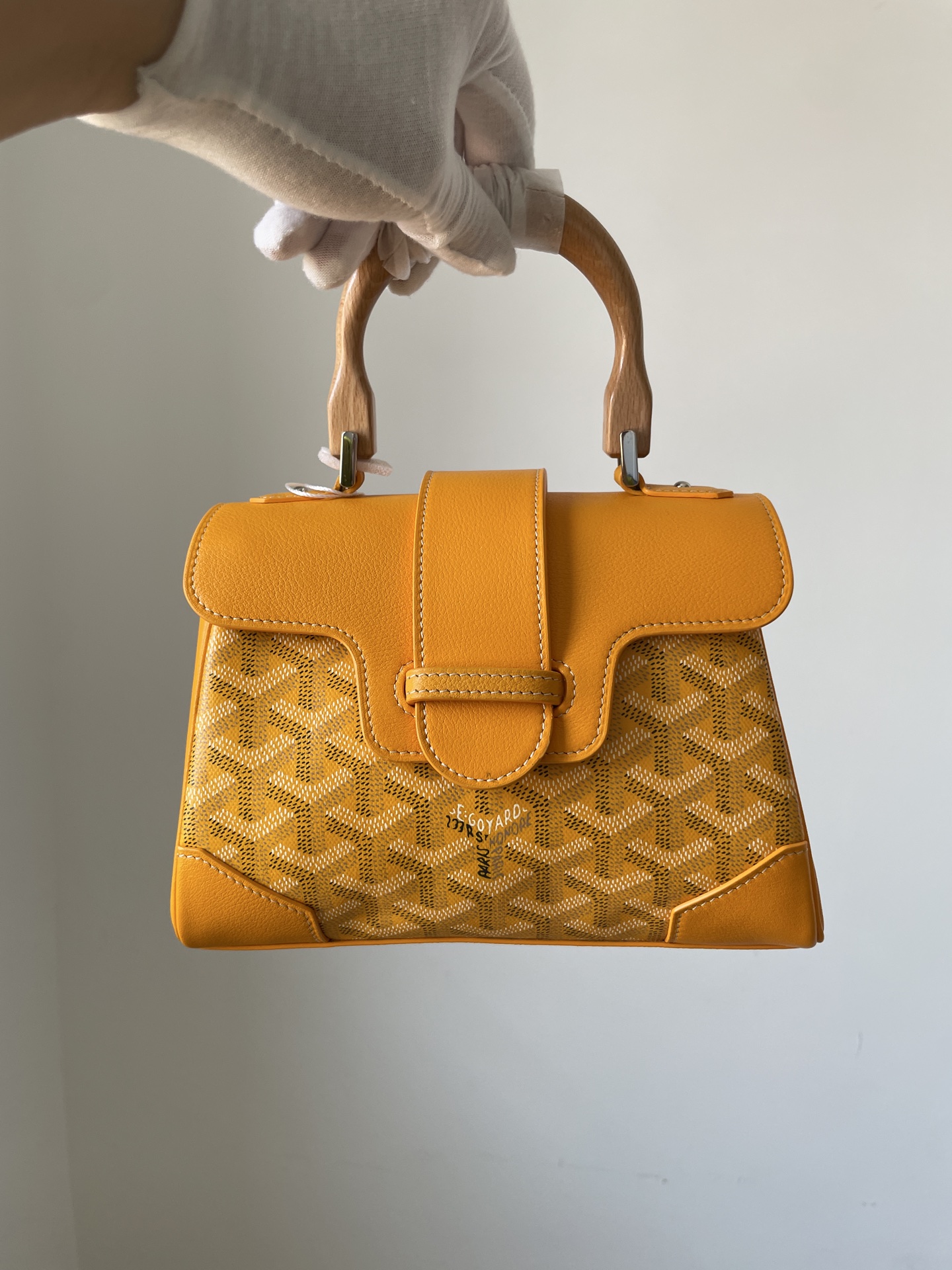 Goyard Saigon Mini Top Handle Bag with Y Pattern Canvas, Beech Wood, and Calfskin Leather – Women - Image 2