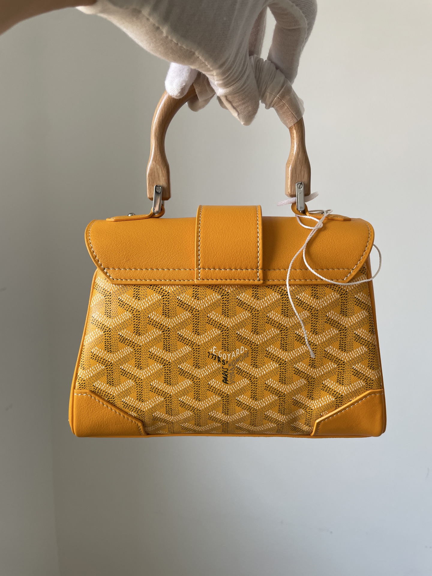 Goyard Saigon Mini Top Handle Bag with Y Pattern Canvas, Beech Wood, and Calfskin Leather – Women - Image 5