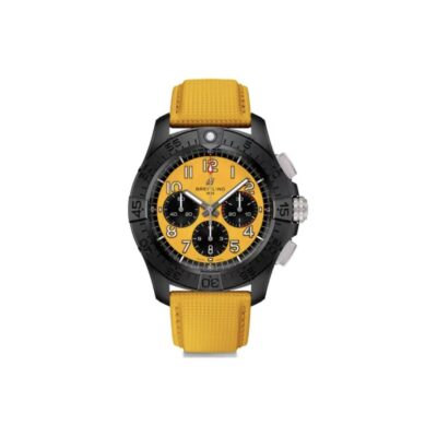 Breitling Avenger Automatic Chronograph Men’s Watch 44mm Yellow Dial Ceramic Case with Leather Strap
