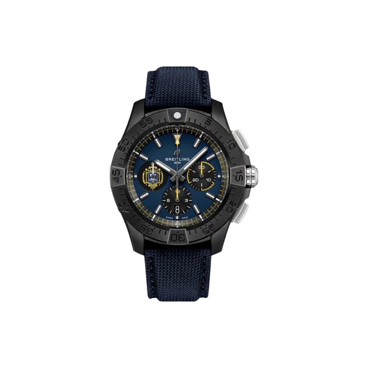 Breitling Avenger Automatic Chronograph Men’s Watch 44mm Blue Dial Ceramic Case with Calf Leather Strap