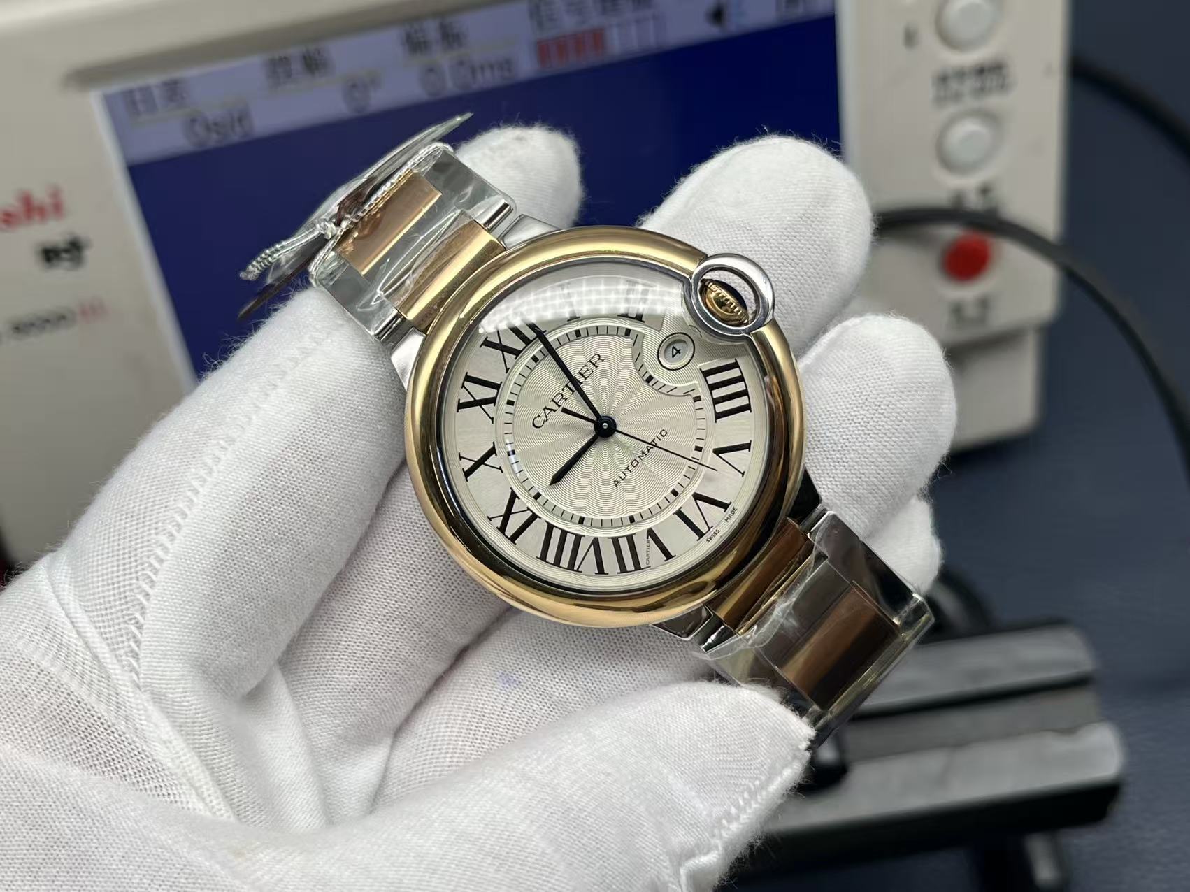 Cartier Ballon Bleu Series Automatic Mechanical Unisex Watch 36mm Silver Dial Stainless Steel Case and Bracelet - Image 2