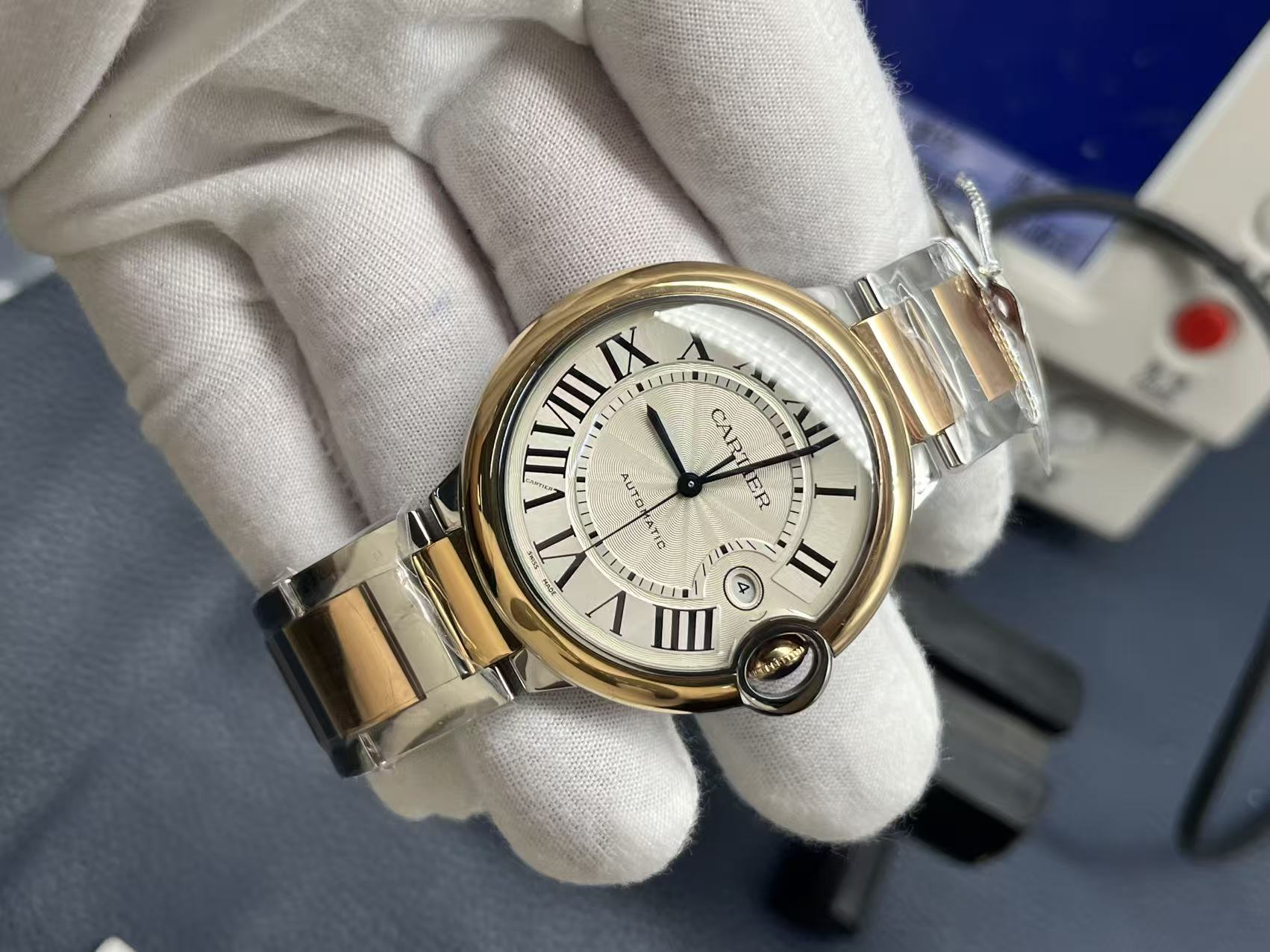 Cartier Ballon Bleu Series Automatic Mechanical Unisex Watch 36mm Silver Dial Stainless Steel Case and Bracelet - Image 4