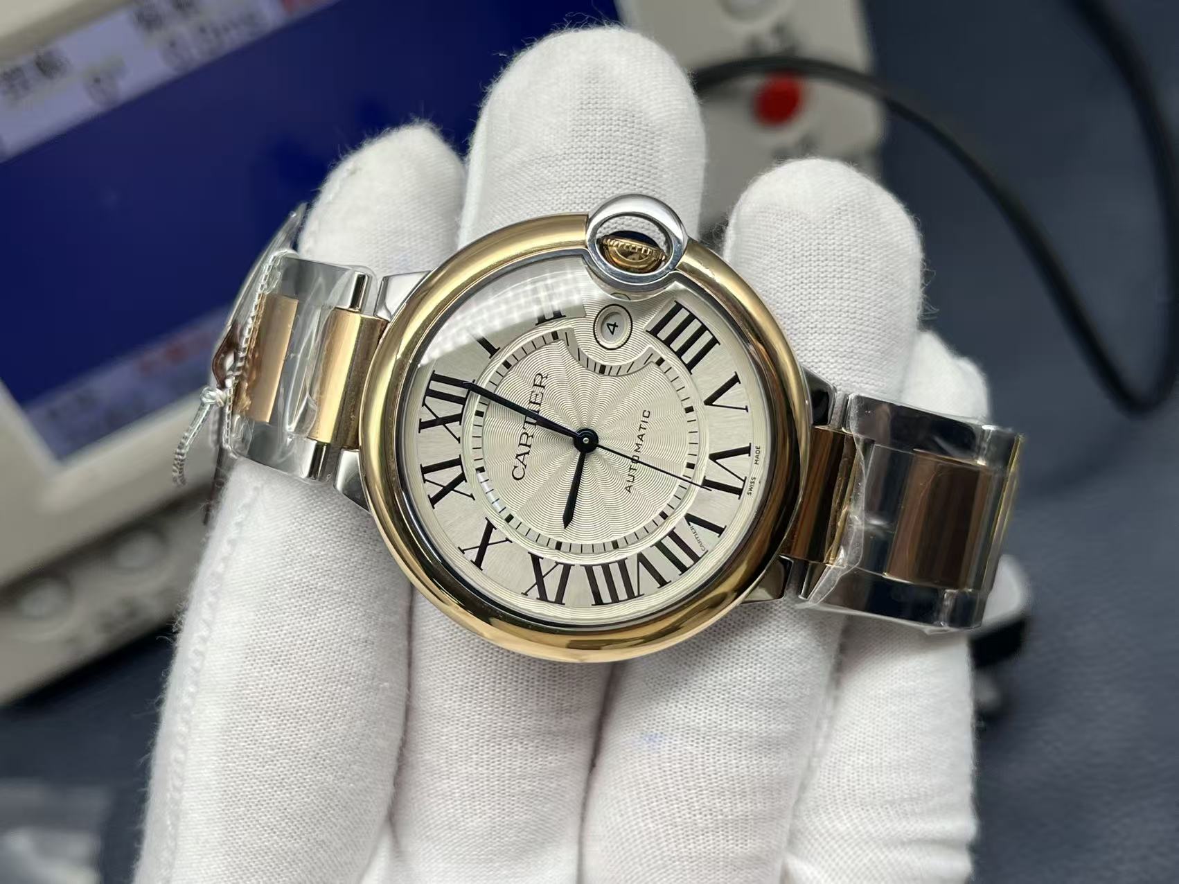 Cartier Ballon Bleu Series Automatic Mechanical Unisex Watch 36mm Silver Dial Stainless Steel Case and Bracelet - Image 5