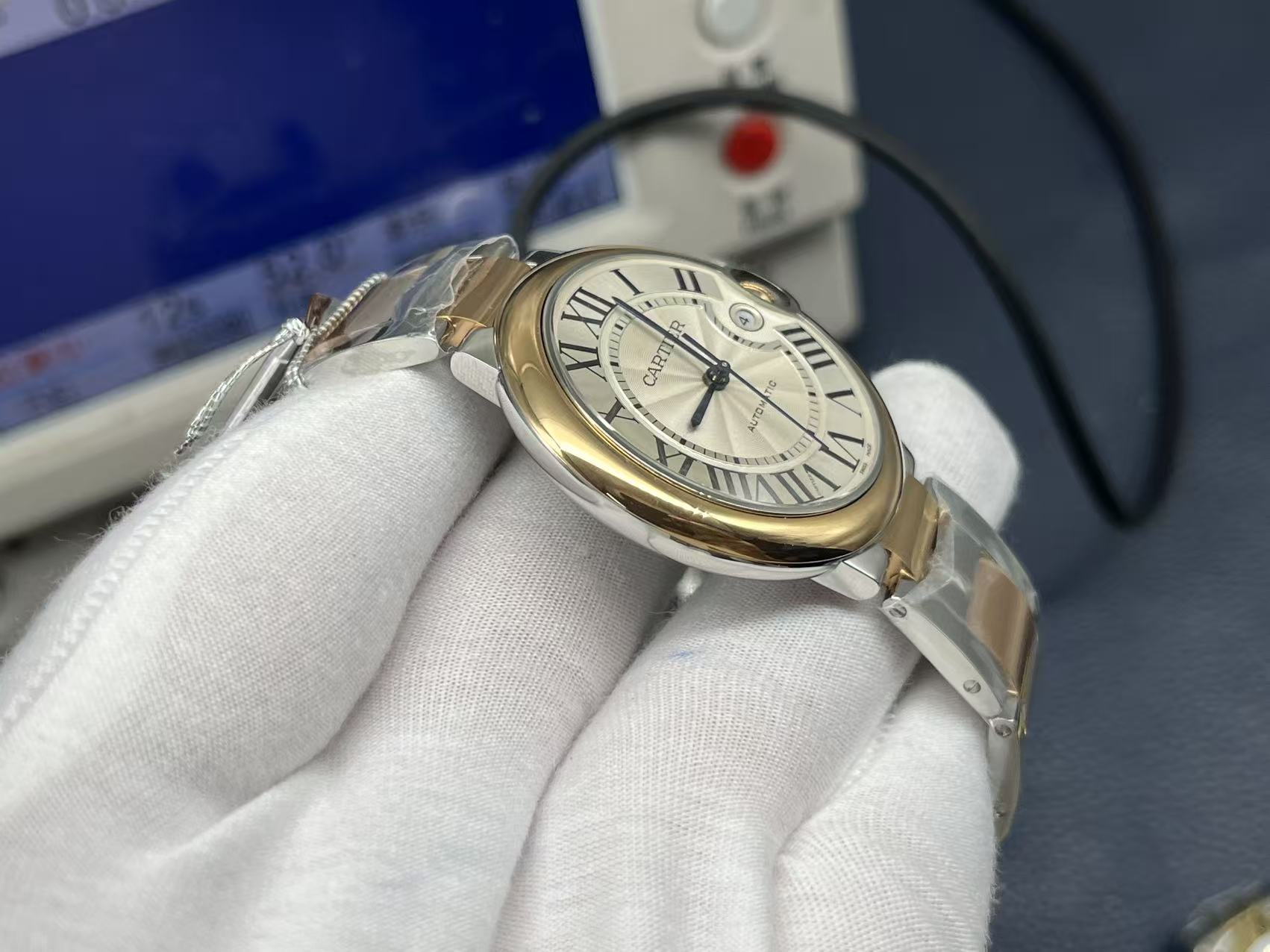 Cartier Ballon Bleu Series Automatic Mechanical Unisex Watch 36mm Silver Dial Stainless Steel Case and Bracelet - Image 6