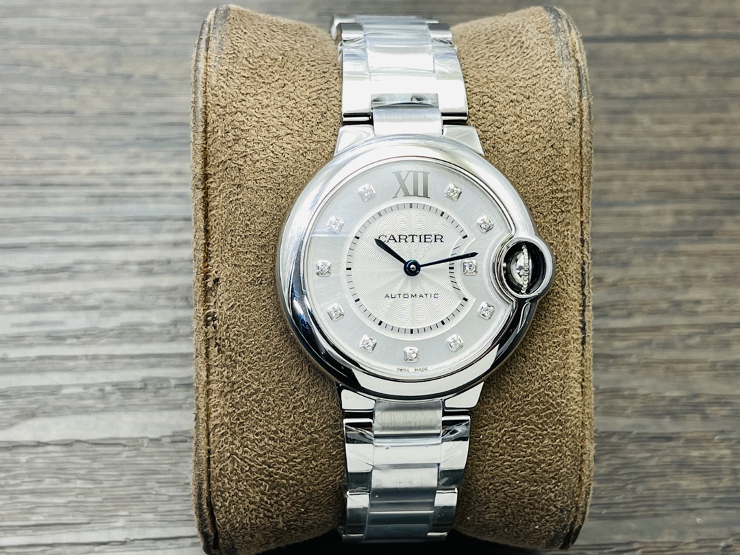 Cartier Ballon Bleu Series Automatic Mechanical Women’s Watch 33mm White Dial Stainless Steel Case and Bracelet - Image 2