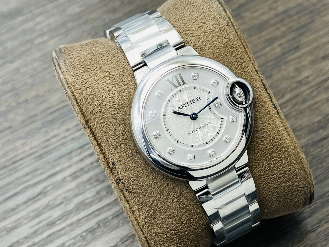 Cartier Ballon Bleu Series Automatic Mechanical Women’s Watch 33mm White Dial Stainless Steel Case and Bracelet - Image 3